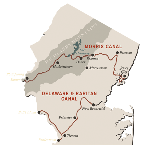 Morris Canal Map Across Northern NJ